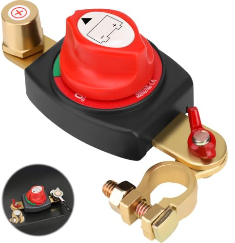 Réglable 180° Isolateur Interrupteur de Batterie Pôle Positif,Coupe-Circuit Batterie 12-48V Universel,Coupe circuit Voiture ON-OFF, Interrupteur de Déconnexion pour Voiture, Moto, Bateau, Yacht, Bus