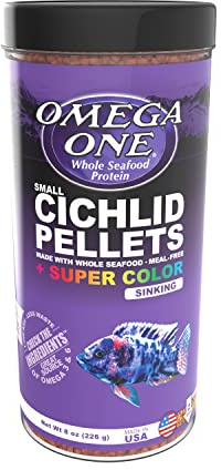 Omega One Super Color Sinking Cichlid Pellets, 2mm Small Pellets, 8 oz