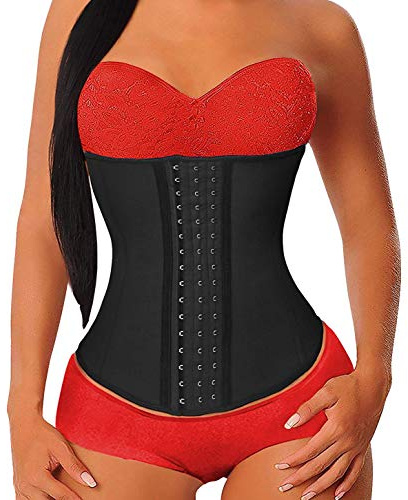 YIANNA Women's Underbust Latex Sport Girdle Waist Trainer Corsets Cincher Hourglass Body Shaper Weight Loss (Black, XL)