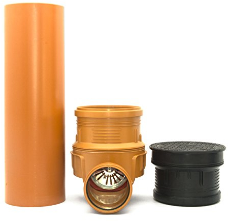 KG Schacht Kontrollschacht Revisionsschacht mit Rückstauklappe DN315 / 2 x DN200, Schachtdeckel voll Wasserdicht Geruchverschluss, Rohr - Komplett SET