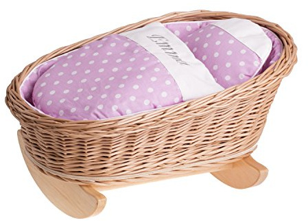 e-wicker24 Alles aus Weide Handgeflochtene Weidenwiege für Puppen – Puppenbettchen Puppenwiege mit Personalisierung Kinderzimmerdekoration Schaukelbett aus Korbgeflecht
