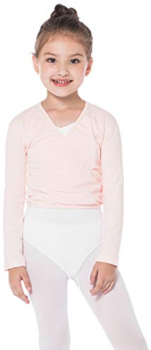Bezioner Kinder Ballett Wickeljacke Gymnastik Tanz Ballettjacke Lange Ärmel für Mädchen Damen Rosa M