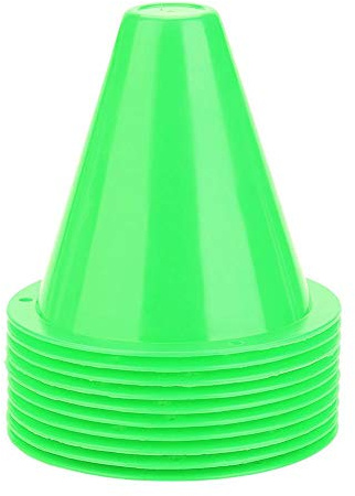 Tbest Coni Plastica Ostacoli,Agility Marker Cones, 10Pcs Sport Training Traffic Cones Cono di Calcio Sostituzione per Allenamento di Calcio.(Verde)