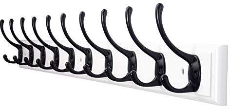 Dseap Garderobenleiste: 97cm lang robuste hakenleiste mit 10 haken, kleiderhaken wand, wandgarderobe, garderobenhaken für mäntel, handtüchern, hüten, kleidung, bambus, weiß