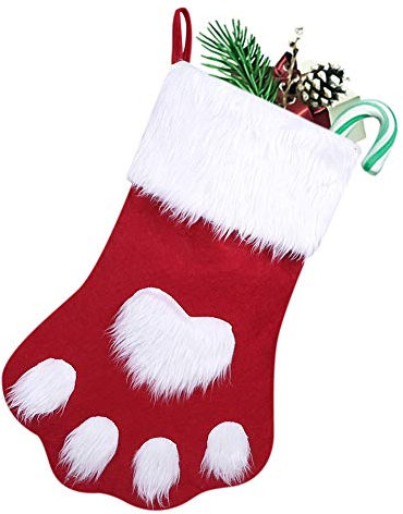 IBLUELOVER Weihnachtsstrumpf Filz Nikolausstiefel Paw Nikolausstrumpf Nikolaus Strumpf Aufhängbar Weihnachtssocken Shop Büro Weihnachtsdeko Weihnachten Süßigkeiten Kekse Schokolade Geschenktasche