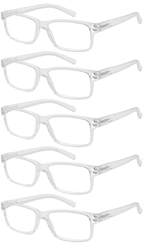 Eyekepper 5er Pack Lesebrille für Männer Federscharniere Klassische Lesebrille Klarer Rahmen +0,75