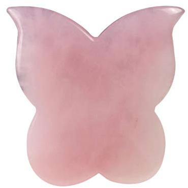 Gua Sha Scraping Massage Werkzeug Natual Rosenquarz Aventurin Herz-Form Guasha Board für Akupunktur Therapie，Rosa,Schmetterling