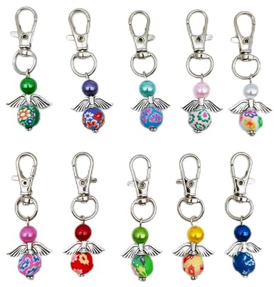 30 Stück Schutzengel Schlüsselanhänger Engel Charme Perlenengel Anhänger für DIY Hochzeit Schmuck Halskette Basteln