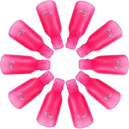 XYGK Nagellackentferner Clips 10 Stück Set, Nagel Clips, Acryl Gelpolitur Klammern, Gelpolitur Entferner Nägel, Nails Art Gel Cap für Zehennägel & Finger UV Maniküre (Rosenrot)