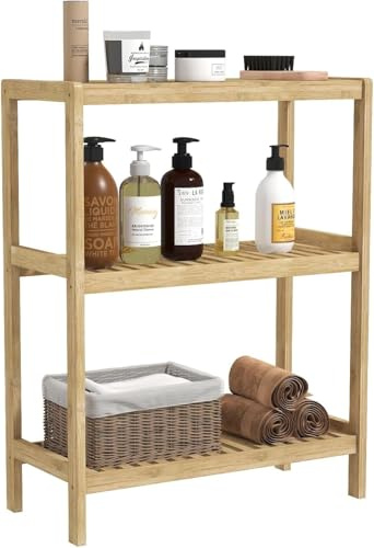 Bamboo Shelf Bathroom 3-Tier Storage Shelves Stand Rack Multifunctional Shelving for Bedroom Kitchen Living Room