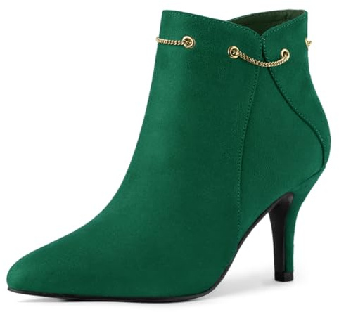 Allegra K Women Faux Suede Pointed Toe Side Zip Stiletto Heel Ankle Booties | Stiletto heel with side zip. Cushioned insole for comfort. Dating, Party, Evening. ABS outsole