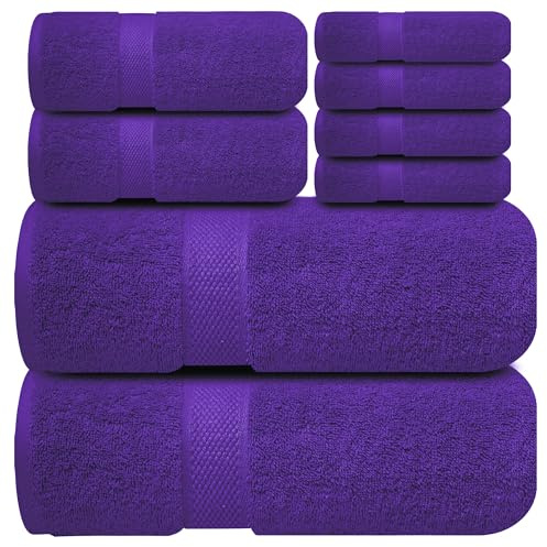 Infinitee Xclusives Handtücher Set,100% Baumwolle, 8-Teiliges Handtücher | 2 Badetücher, 2 Handtücher, 4 Washclappen – Saugfähige Badehandtücher – für Fitnessstudio, Dusche, Spa und Hotel