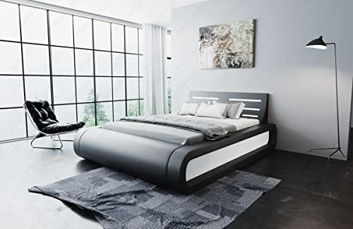 Sofa Dreams Wasserbett Sorano mit beheizbarer Wasserbettmatratze und kompletter Technik LED Beleuchtung 140x200 160x200 180x200 200x200 200x220 (200 x 220 cm, Schwarz-Weiß)
