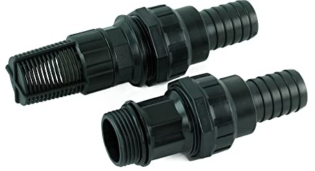 GASMIS Ansaugschlauch Anschlussstücke Set 1 Zoll AG - Ansaugschlauch selber Bauen - Saugschlauch-Armaturenset mit Saugkorb und Rückschlagventil, für Saugschläuche mit 25mm IG, 2 Stück
