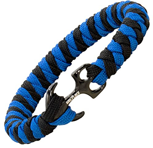 Wolflock Anker Armband – Paracord Armband Schmuck aus Edelstahl für Damen und Herren (gold, schwarz, blau, camo, navy) unisex