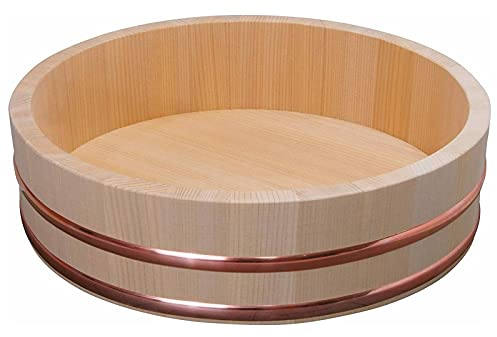 Hölzerne Sushi-Reisschüssel, Sushi-Sushi-Reis-Rührwanne mit Kupferbändern für Restaurantküche, japanische Küche, 60 cm (66 cm)