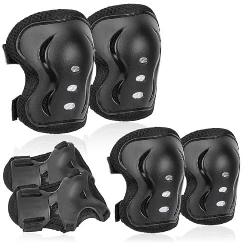 GXGM Set di 6 Ginocchiere, equipaggiamento Protettivo per Bambini, con Ginocchiere e gomitiere, con polsiere, Adatto a Bambini dai 3 ai 12 Anni per Pattinaggio all'aperto e Ciclismo