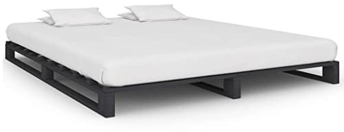 ZQQLVOO Bettgestell Familienbett Palettenbett Palettenbett Grau Massivholz Kiefer 160×200 cm