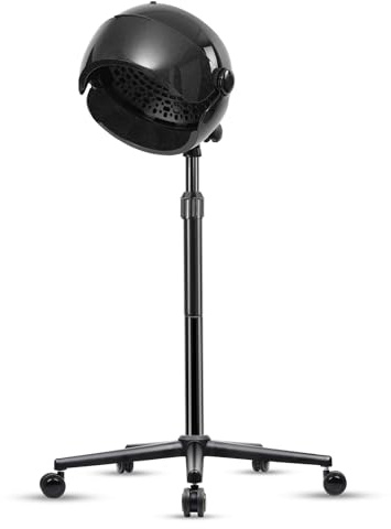 Hooded Hair Dryer, 1500W Standing Hair Dryer with Time Settings, Touch Controls, 3 Temperature Modes, Height Adjustable Ionic Hooded Dryer on Wheels, Sit Under Hair Dryer Bonnet for Home or Salon Use
