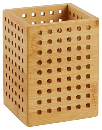SPRINTIS Stifteköcher Holz, Bambus Stiftehalter 9 x 9 x 10,5 cm,moderner Stiftebecher für Schreibtisch & Büro