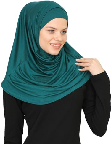 Prien Chic Ready To Wear Hijab For Women, Muslim Long Turban Undercap Set, Instant Scarf, Prayer Clothes For Girls, Abaya (Emerald)