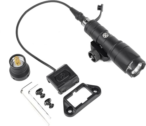 SBGJMY M300A Lampe de poche tactique, torche LED de 600 lumens avec coussin de pression et interrupteur à bouton-poussoir Torche pour Mlok/Keymod / 20mm Picatinny Rail (Noir)