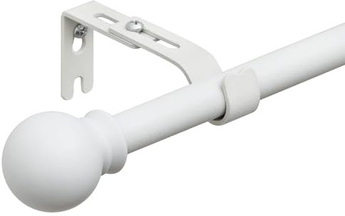 Starbover Curtain Poles, Curtain Poles for Eyelet Curtains, Voile Curtain Pole Matte White 76-116cm, Window Curtain Rod Metal Extendable with Adjustable Brackets and Round Cap Finials for Bedroom