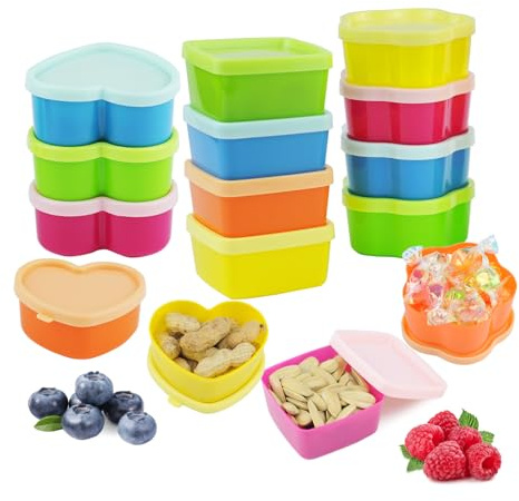 YUUTIAL Piccoli Contenitori in Plastica 15 Pezzi, Contenitori Riutilizzabile Impilabili per Congelatore con Coperchio per Congelare Snack Spezie Salse Frutta