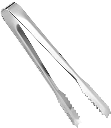 Couverts de glace en dents de scie en acier inoxydable, pinces à glace pour pâtisserie, pince de cuisson, pince à salade, BBQ, outils de barre, pinces de cuisine pour fête de (Espejo brillante)