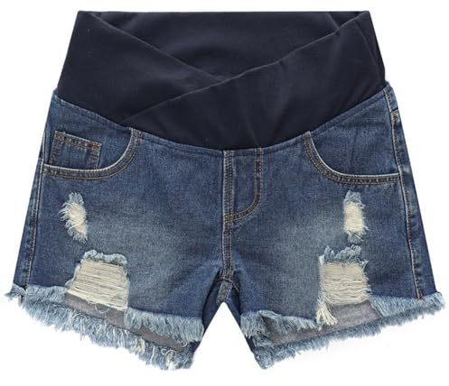 AOOPOO Premaman Shorts Donna Jeans Pantaloncini Premaman Cotone Leggings Corti maternità Regolabile Ventre Banda Pantaloni Regolabili Over Bump per la Gravidanza Estate