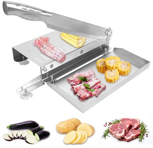 Bone Meat Cutter, Manual Meat Slicer Meat Cutting Machine Ribs Meat Chopper Slicing Machine for Home for Fish, Beef, Chicken, Ribs, Jerky, Vegetable, Deli Food