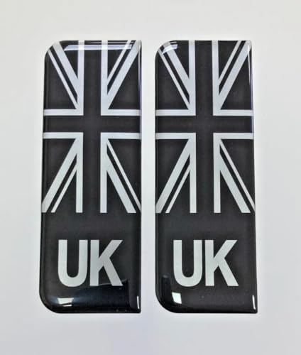Domed Union Jack UK Motorcycle Number Plate Stickers - Small 65mm - Gloss Domed