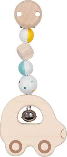 goki baby 65343 - Clip-Figur Auto aus Holz mit Klingel – Made in Germany, Blau, Jungen, Fördert Greifreflex und Motorik, passend für den Kinderwagen, Autositz oder Spielbogen, ab der Geburt