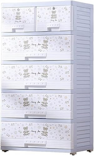 CONGRUI Kinder-Kleiderschrank, Kunststoff-Schublade, Aufbewahrungsschrank, Kleideraufbewahrung, Kleinteile, Sortierschrank, Aufbewahrungsbox (blau, 5 Ebenen)