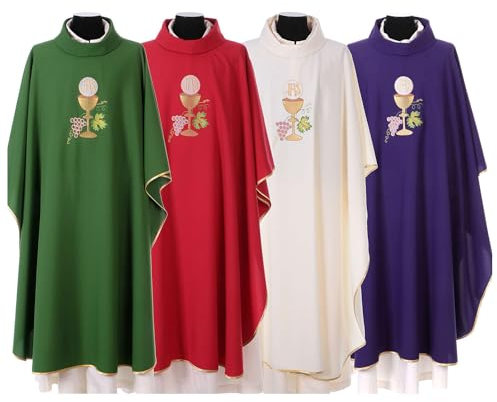 Kasel Kelch und Hostie 100% Polyester, Elfenbeinfarbig