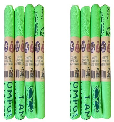 Eco Green Living - Bolsas de basura compostables de 140 L, 2 unidades (4 rollos de 5 bolsas)