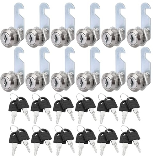 VIDETOL Security Cam Lock, 20mm, 12 Pcs | 24 Keys, Each Key is Different, For Drawer, Door, Wardrobe, Letter Box and Toolbox