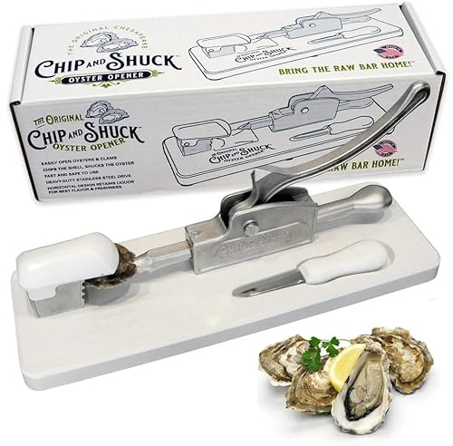 Chip and Shuck Professional Oyster Shucker Machine – Stainless Steel Oyster Opener Machine & Shucking Tool Kit – Heavy Duty Oyster Shucking Machine Tool – Premium USA-Made Oyster Tools & Opener