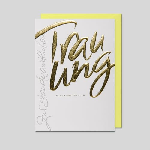 Michel Verlag Edle Glückwunschkarte Standesamtliche TRAUUNG | Premium Karte inkl. Umschlag | Standesamt Vermählung Geldgeschenk Brautpaar Hochzeit | 12x17cm, Made in DE (Kalligraphie)