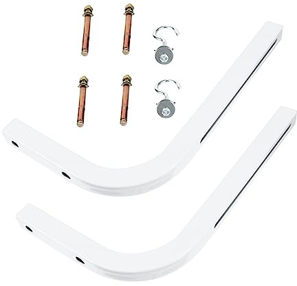 Iron Projector Screen Support L Bracket White 2pcs Hook | Wall Mount Hanger, Secure Fit for Manual Screens, Wood Wall Use, L Shape Iron Build