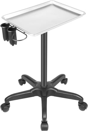 Chariot mobile pour coiffeur, coiffeur, avec roulettes, hauteur réglable, avec plateau amovible, pour salon de coiffure, spas, hauteur réglable