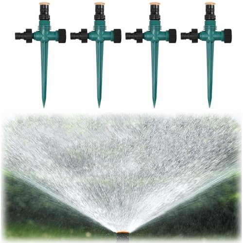 4 Stück Garten Sprinkler - Rasensprenger 360° Drehbarer Gartensprenger Garten Sprinkler, Wassersprenger Einstellbar Automatische Bewässerungssystem für Rasen Pflanzen Gemüse Blumen Pastorale