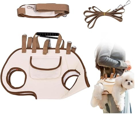 Hunderucksack – Rückenfreundlich for Mittelgroße Bis Große Hunde, Horizontales Design, Hundetragetasche Mit Verstellbaren Rückengurten, Bequemes Ausstrecken(Light Brown,S(4-8catty))