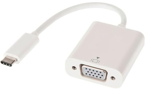 USB C to VGA Adapters Cable for i-Phone, Type C Multi-Display Video Cable Converter, Thunderbolt 3/4 to VGA Adapter Male to Female Compatible with iPhone 16 15, Sam-sung & More (White)