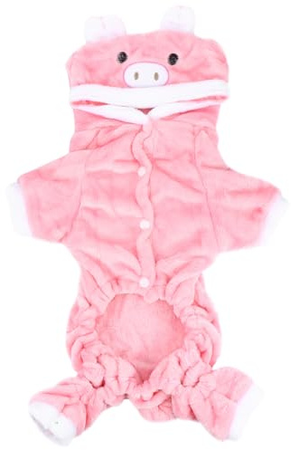 SOLUSTRE Warmer Hundewintermantel aus Weichem Fleece mit Schweine Motiv Haustier Winterkleidung für Kleine und Mittelgroße Hunde Kuscheliger Haustier Warmanzug