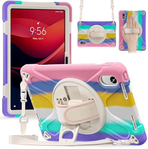 DAJIETOU Custodia protettiva per Lenovo Tab M11 2024 TB-336FU/TB-335FU/TB-330FU/331FC/K11, resistente, robusta, antiurto, con tracolla, custodia protettiva per bambini in silicone (rosa)