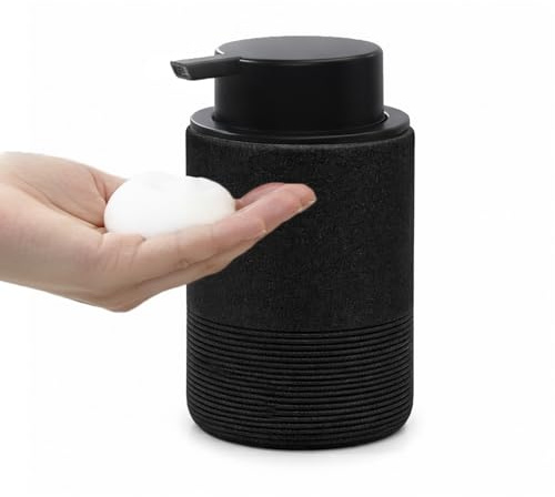 Blissilk 300 ml Schaumseifenspender mit Nachfüllbarer Pumpflasche, Seifenspender aus Harz für Bad & Küche, Handseifenspender Bad und Spülmittelspender Küche - Schwarz