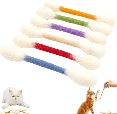 WMFASBAG Cotton Swabs Q Tips Cat Toys with Catnip,6 Pcs Giant Qtip Cat Toy with Catnip Cotton Swab Toy Kitten Chew Dental Teething Ropes for Boredom Exercise & Digestive Aid