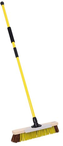 CHARLES BENTLEY BULLDOZER PRO 18 Heavy Duty Broom Scraper Bassine & Recycled PET Bristles Telescopic Handle Made in Britain Outdoor Cleaning Garden Patio Driveway 45x6x132cm