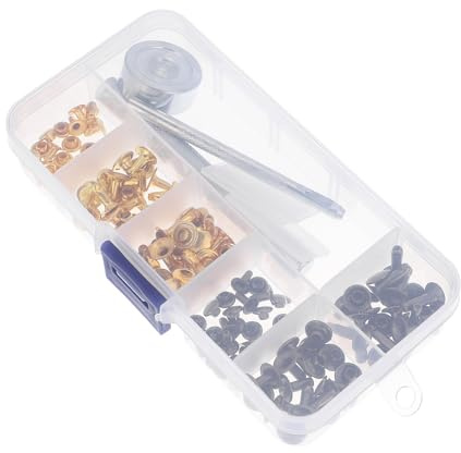 Hoement 1juego Unidades Kit de Remaches Decorativos para Cuero con Herramientas y Caja de Almacenamiento para Bolsos Ropa Zapatos y Artesanía Cuero DIY